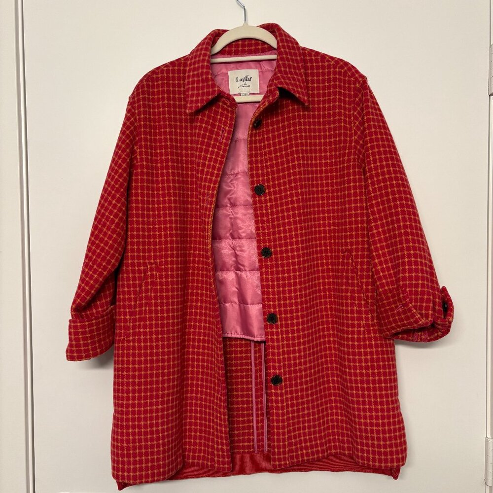 Lapiaf du Marais Pink, Red and Yellow Grid Button Up Coat